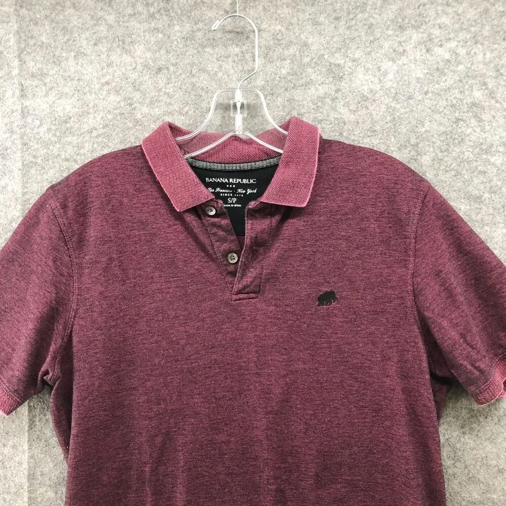 Banana Republic Polo Shirt Mens S Pink Short Sleeve‎ Textured Cotton
